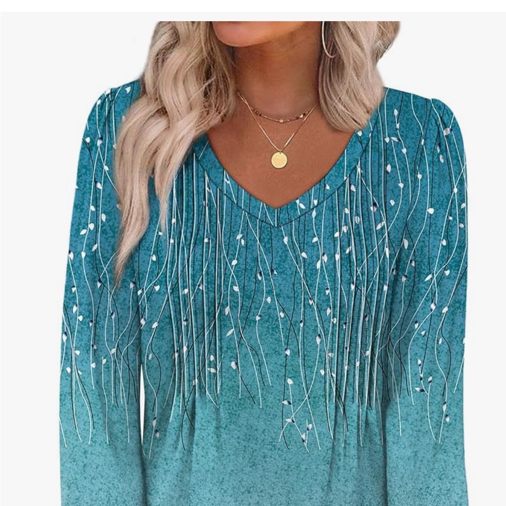 Alaroo Women's Long Sleeve Top. Teal/Black/White, Medium New with tags.